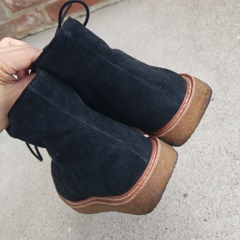 J Crew Suede Leather Lace Up Desert Chukka Ankle Boots Size 10 Black Neutral